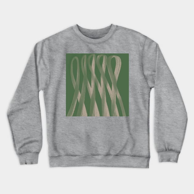 "Contours of Unity" - Grey Green Pink Beige Ribbon Swirl Abstract Modern Art Crewneck Sweatshirt by pngrktes-art